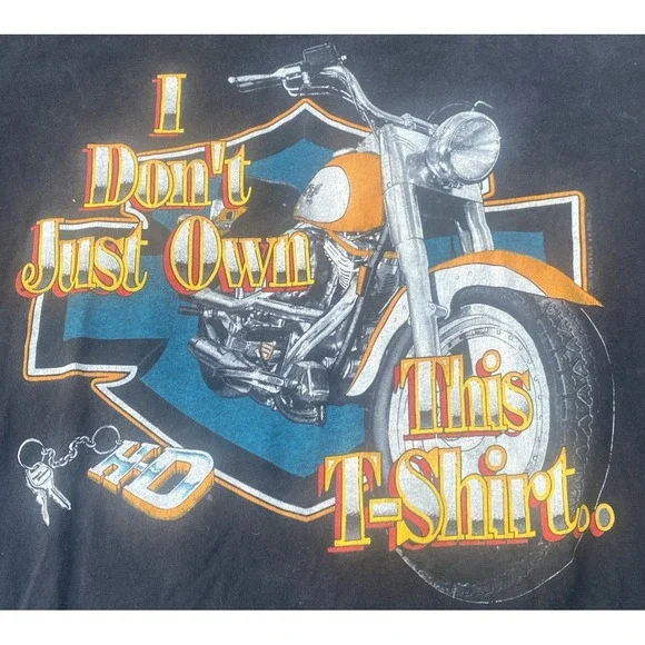 1990 Harley Davidson I Don't Just Own This T-Shirt Pompton Plains NJ Hanes XL US - Picture 2 of 14